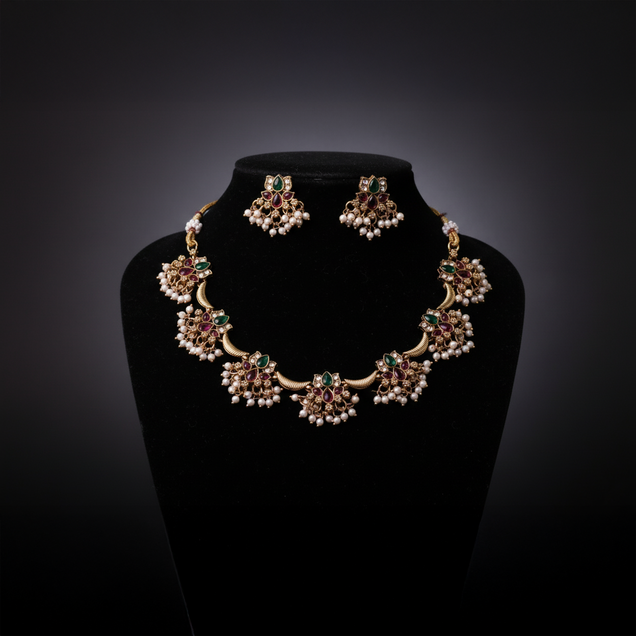 Traditional Kundan & Pearl Gold-Plated Necklace