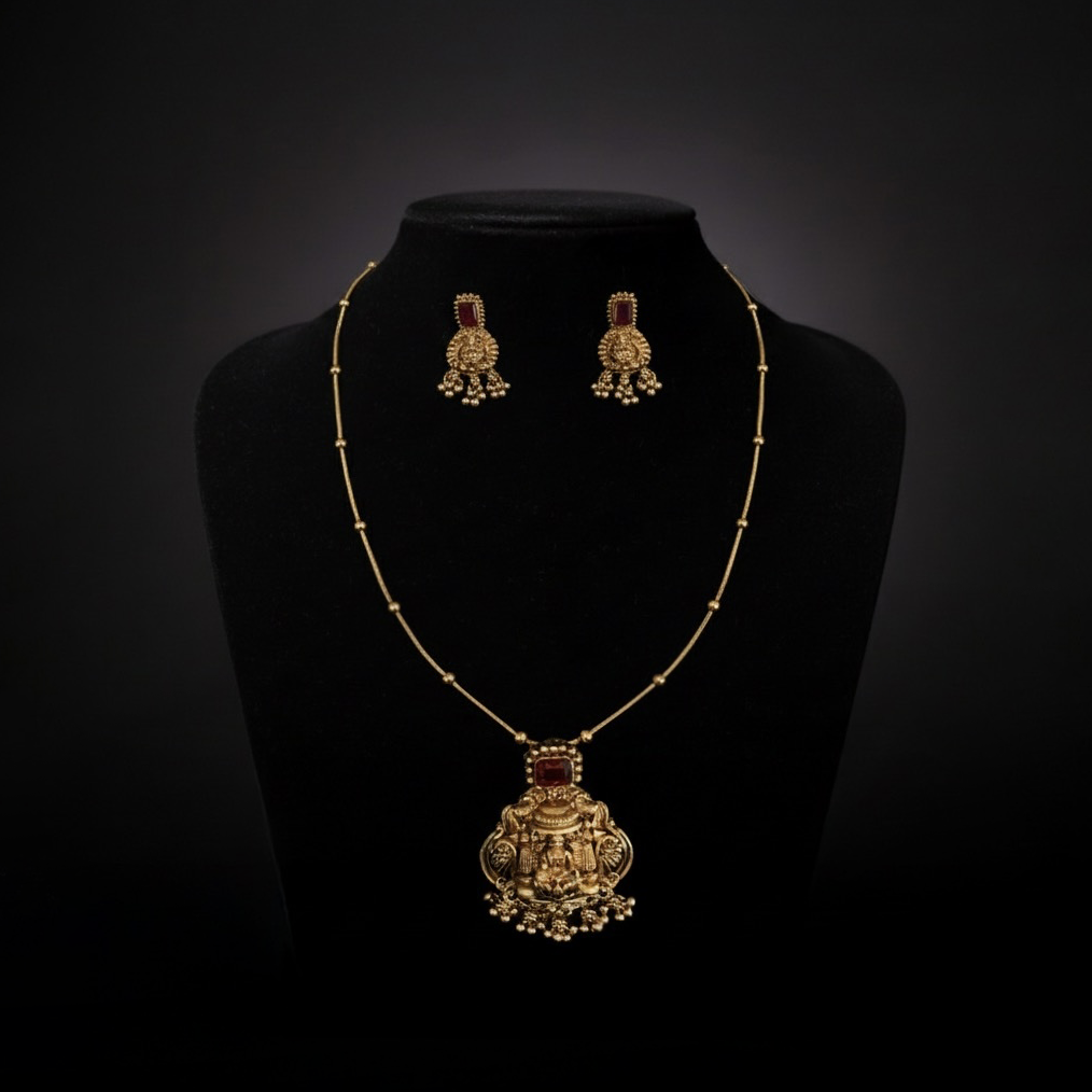 Ruby Lakshmi Pendant Set