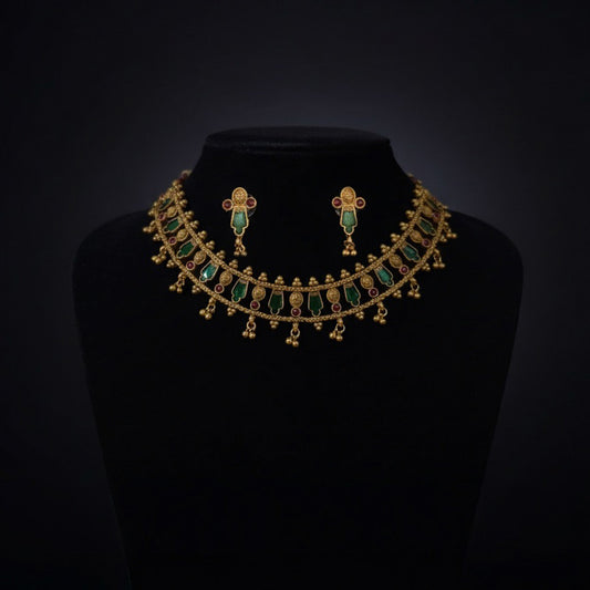 Antique Green Stone Choker Set