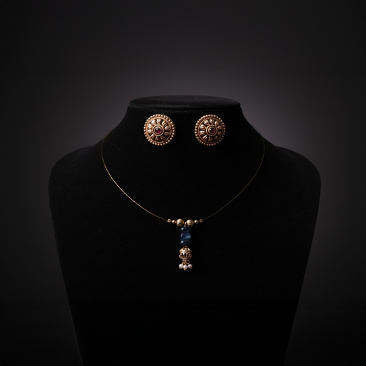 Delicate Invisible Chain with Tiny Locket & Earrings Set