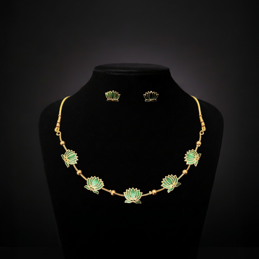 Green & Gold 'Nalini' (Lotus) Jewelry Set