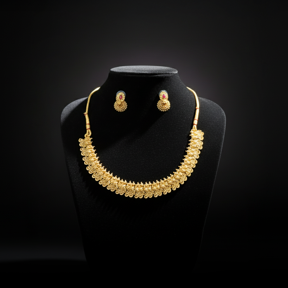 Peacock Gold-Plated Necklace & Earring Set