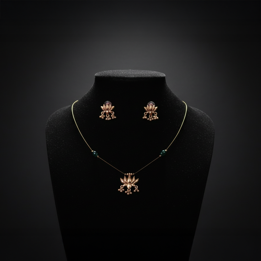 Lotus Motif Necklace & Earrings